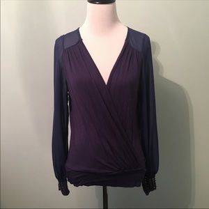 Valentine wrap shirt with sheer sleeves